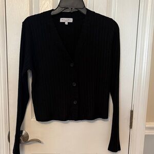 Michael Stars Black Ribbed Cardigan Sweater